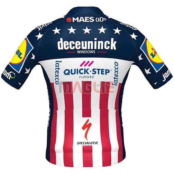 Maglia Deceuninck Quick Step Campione USA Manica Corta 2020 Blu